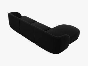 COLTAR MILEY STANGA, 4 LOCURI, 255 CM, NEGRU 19, TAPITERIE DIN CATIFEA, DESIGN DEOSEBIT - Img 3