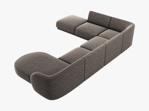 COLTAR MILEY STANGA, 6 LOCURI, 327 CM, GRI 16, TAPITERIE CHENILLE, DESIGN DEOSEBIT - Img 2