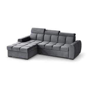 COLTAR MODERN DEOSEBIT, GOMEZ STANGA 267CM, DIN CATIFEA DE CULOARE GRI INCHIS, CONFORT SPORIT