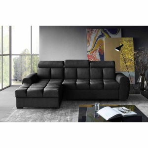 COLTAR MODERN DEOSEBIT, GOMEZ STANGA 267CM, DIN CATIFEA DE CULOARE NEAGRA, CONFORT SPORIT - Img 8