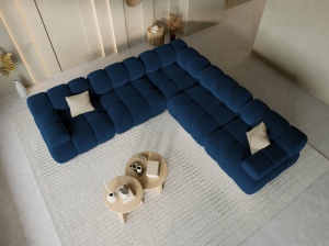 COLTAR MODULAR BELLIS, 5 LOCURI, 282 CM, ALBASTRU 81, TAPITERIE DIN CATIFEA, DESIGN DEOSEBIT
