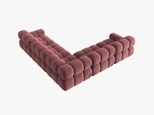 COLTAR MODULAR BELLIS, 5 LOCURI, 282 CM, ROZ 63, TAPITERIE DIN CATIFEA, DESIGN DEOSEBIT - Img 2
