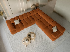COLTAR MODULAR BELLIS, 5 LOCURI, 282 CM, SCORTISOARA 56, TAPITERIE DIN CATIFEA, DESIGN DEOSEBIT