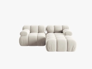 COLTAR MODULAR BELLIS, DREAPTA, 2 LOCURI, 191 CM, BEJ DESCHIS 21, TAPITERIE DIN CATIFEA, MICADONI - Img 6