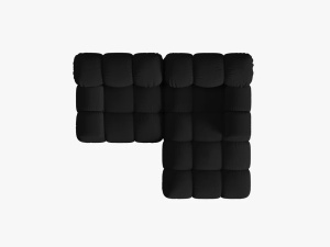 COLTAR MODULAR BELLIS, DREAPTA, 2 LOCURI, 191 CM, NEGRU 19, TAPITERIE DIN CATIFEA 3D, DESIGN DEOSEBIT - Img 6