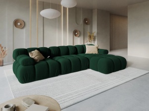 COLTAR MODULAR BELLIS, DREAPTA, 3 LOCURI, 285 CM, VERDE 38, TAPITERIE DIN CATIFEA, DESIGN DEOSEBIT