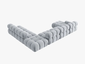 COLTAR MODULAR BELLIS, DREAPTA, 6 LOCURI, 379 CM, ALBASTRU DESCHIS 80, TAPITERIE DIN CATIFEA, DESIGN DEOSEBIT - Img 4