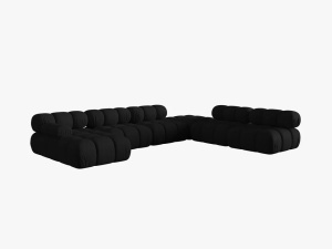COLTAR MODULAR BELLIS, DREAPTA, 6 LOCURI, 379 CM, NEGRU 19, TAPITERIE DIN CATIFEA 3D, DESIGN DEOSEBIT - Img 2