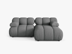 COLTAR MODULAR BELLIS, PE DREAPTA, GRI, CU TAPITERIE DIN TEXTIL STRUCTURAT LIBERTY, MICADONI