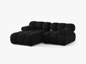 COLTAR MODULAR BELLIS, PE STANGA, NEGRU, CU TAPITERIE DIN CATIFEA BLUVEL, MICADONI - Img 2