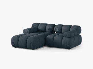 COLTAR MODULAR BELLIS, PE STANGA, PETROL INCHIS, CU TAPITERIE DIN TEXTIL STRUCTURAT LIBERTY, MICADONI - Img 2