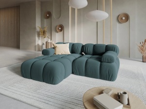 COLTAR MODULAR BELLIS, STANGA, 2 LOCURI, 191 CM, VERDE PETROL 87, TAPITERIE DIN CATIFEA, DESIGN DEOSEBIT