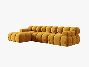 COLTAR MODULAR BELLIS, STANGA, 3 LOCURI, 285 CM, GALBEN 41, TAPITERIE DIN CATIFEA, DESIGN DEOSEBIT - Img 3