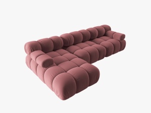 COLTAR MODULAR BELLIS, STANGA, 3 LOCURI, 285 CM, ROZ 63, TAPITERIE DIN CATIFEA, DESIGN DEOSEBIT - Img 5