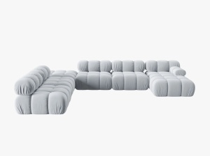 COLTAR MODULAR BELLIS, STANGA, 6 LOCURI, 379 CM, ALBASTRU DESCHIS 80, TAPITERIE DIN CATIFEA, DESIGN DEOSEBIT - Img 6