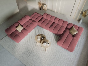 COLTAR MODULAR BELLIS, STANGA, 6 LOCURI, 379 CM, ROZ 63, TAPITERIE DIN CATIFEA, DESIGN DEOSEBIT