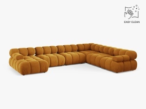 COLTAR MODULAR PANORAMIC BELLIS, PE DREAPTA, CU TAPITERIE DIN CATIFEA VENUS, MICADONI