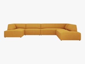COLTAR RUBY, CU 7 LOCURI, PE DREAPTA, GALBEN, CU TAPITERIE DIN TEXTIL STRUCTURAT OTTAWA, MICADONI
