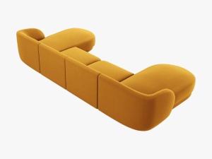 COLTAR SUB FORMA DE U, MILEY, 5 LOCURI, 330 CM, GALBEN 68, TAPITERIE DIN CATIFEA, DESIGN DEOSEBIT - Img 2