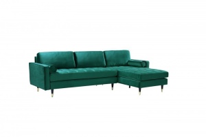 COLTAR SUPER CONFORTABIL 260CM, VELVET II, DIN LEMN SI CATIFEA VERDE SMARALD, ARTIM GROUP SELECTION