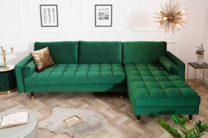 COLTAR SUPER CONFORTABIL 260CM, VELVET II, DIN LEMN SI CATIFEA VERDE SMARALD, ARTIM GROUP SELECTION - Img 3