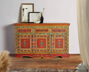 COMODA 140CM, MULTICOLOR, DIN LEMN DE MANGO, PICTATE MANUAL, GINER Y COLOMER - Img 1