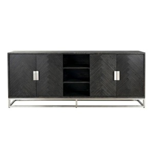COMODA BLACKBONE, 225 CM, NEGRU/CROM, DIN FURNIR DE STEJAR SI METAL, RICHMOND INTERIORS - Img 3