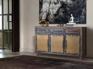 COMODA/BUFET 150CM, 3 USI SI 3 SERTARE, DIN LEMN RECICLAT, GINER Y COLOMER