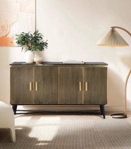 COMODA/BUFET 150CM, BRONZ/NEGRU, DIN LEMN DE MANGO SI MARMURA,GINER Y COLOMER - Img 1