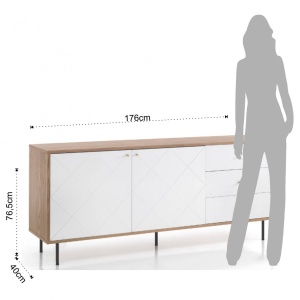 COMODA/BUFET LIVING 176CM, LITTLE DIAMOND, COD 3644, STIL MODERN, REALIZAT DIN MDF SI SUPORT DE METAL - Img 5