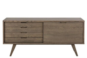 COMODA DIN MDF SI FURNIR, A-LINE, NATURAL FUMURIU, STIL INDUSTRIAL, B2