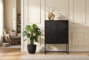 COMODA/DULAP LIVING, ORBIT 120CM, REALIZAT DIN LEMN DE MANGO SI METAL, CULOARE NEAGRA, ARTIM GROUP SELECTION