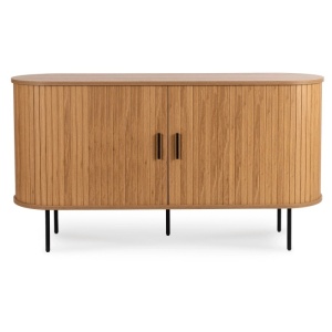 COMODA LIVING 140CM, ARTIM MEBLE, CU 2 USI GLISANTE SI SERTARE, REALIZATA DIN MDF, CULOARE STEJAR, STIL MODERN - Img 4