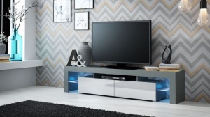 COMODA LIVING CU LED SOLO RTV GRI/ALB DESIGN MODERN CM