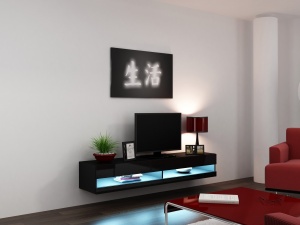 COMODA LIVING CU LED VIGO 180 NEGRU DESIGN MODERN CM