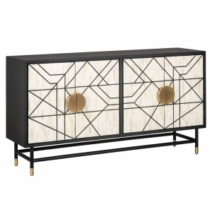 COMODA NOVAS, 150 CM, 7850, CREM/NEGRU/AURIU, DIN LEMN DE MANGO, MDF SI METAL, RICHMOND INTERIORS