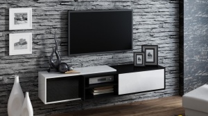 COMODA RTV LIVING SIGMA 1B ALB/NEGRU DESIGN MODERN CM