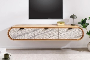 COMODA TV 160CM, ORGANIC, MONTAJ PERETE, LEMN DE SALCAM SI ASPECT DE PIATRA, ARTIM GROUP SELECTION