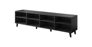 COMODA TV, CAMA-ETNA-RTV-CZ/CZ/DC 200CM, DIN PLACI LAMINATE SI MDF, NEGRU MAT/STEJAR, DESIGN MODERN - Img 6