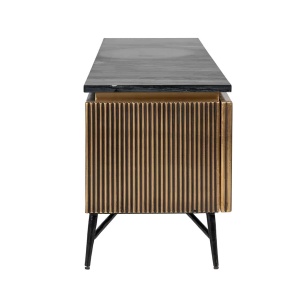 COMODA TV IRONVILLE, 170 CM, 7576, NEGRU/AURIU, DIN MDF, MARMURA SI METAL, RICHMOND INTERIORS - Img 2