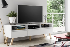 COMODA TV LAVELLO DE CULOARE ALBA 150CM DESIGN SCANDINAV - Img 1