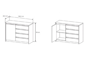 COMODA XELO 1D4S 106 ALB/STEJAR AURIU DESIGN SCANDINAV LSK - Img 2