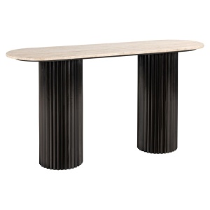 CONSOLA HAMPTON MARO INCHIS, 7910, CONFECTIONATA DIN MDF, METAL SI TRAVERTIN, STIL MODERN