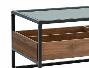 CONSOLA HARMONY C, 110 CM, TRANSPARENT/NUC/NEGRU, BLAT DIN STICLA SECURIZATA, PAL SI CADRU DIN METAL, STIL MODERN - Img 3
