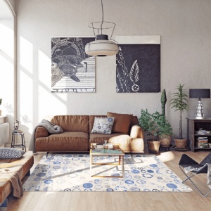Covor 80x200 cm, albastru/crem, PARLIN, 0000203341 - Img 2