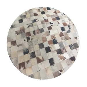 Covor de lux din piele, alb/gri/maro, patchwork, 200x200, PIELE DE VITĂ TIP 10, 0000188873