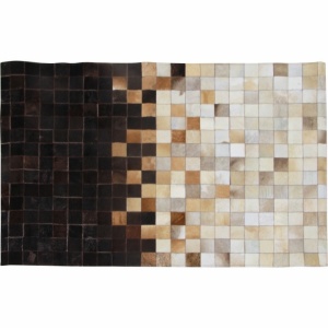 Covor de lux din piele, alb/maro/negru, patchwork, 70x140, PIELE DE VITĂ TYP 7, 0000188474