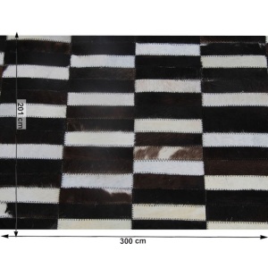 Covor de lux din piele, maro/negru/alb, patchwork, 201x300, Piele de vită Tip 6, 0000188856 - Img 7