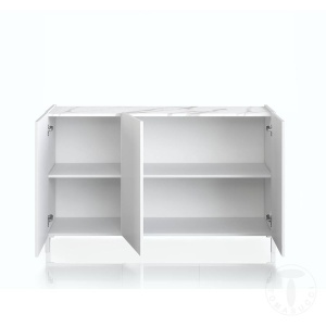 DULAP/BUFET 130CM, EDDY, COD 4381, STIL MODERN, REALIZATA PANOURI LAMINATE, ALB HIGH GLOSS - Img 3