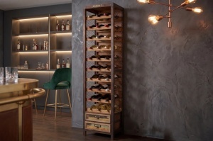 DULAP DE VINURI DEOSEBIT, BODEGA 190CM, REALIZAT DIN LEMN DE PIN SI METAL, CULOARE NATUR, ARTIM GROUP